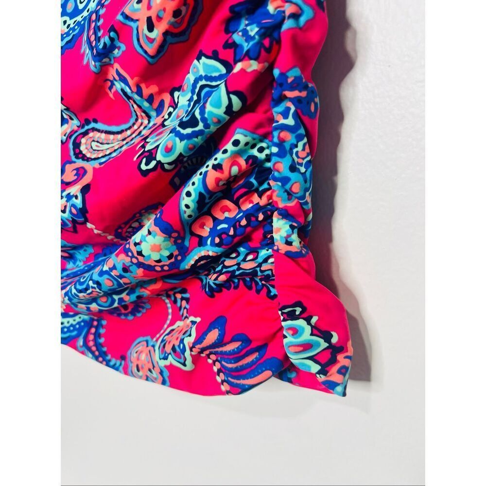 Talbots Hot Pink Paisley Tankini Top Side Ruching Size 8 Underwires No Padding - Picture 3 of 10